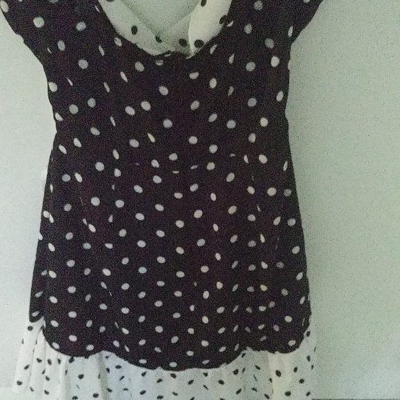 Black white polka dot contrast dress - Picture 3 of 3